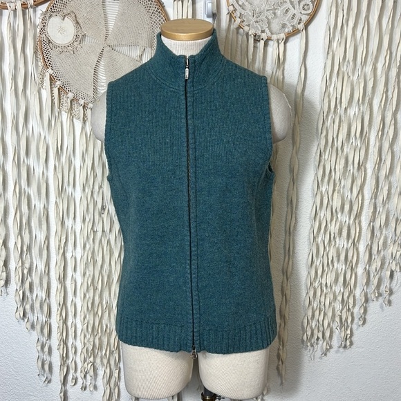 Eddie Bauer Jackets & Blazers - Eddie Bauer Teal Lambswool Zip Front Vest Size M